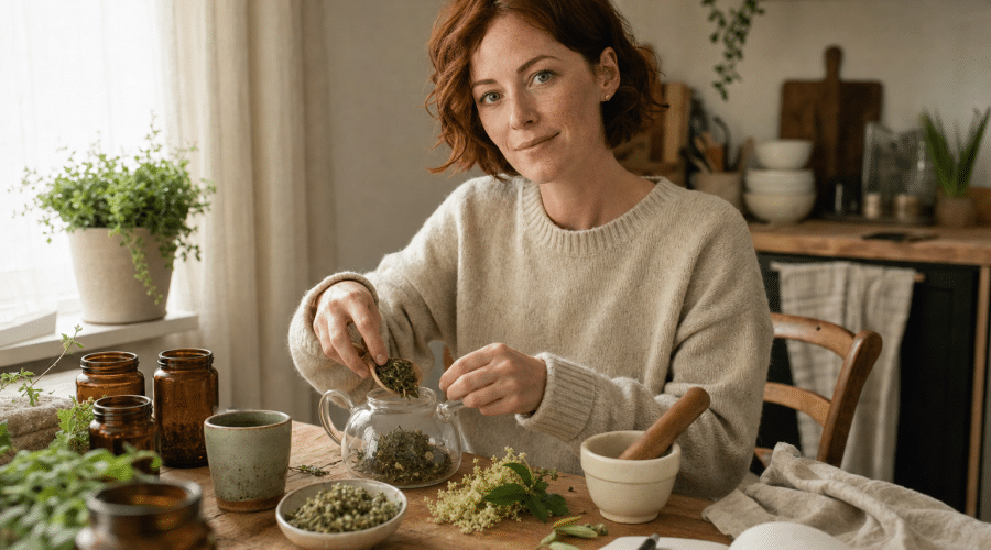 HerbClinic Női Ciklus: nő készít ciklusbarát gyógynövényteát